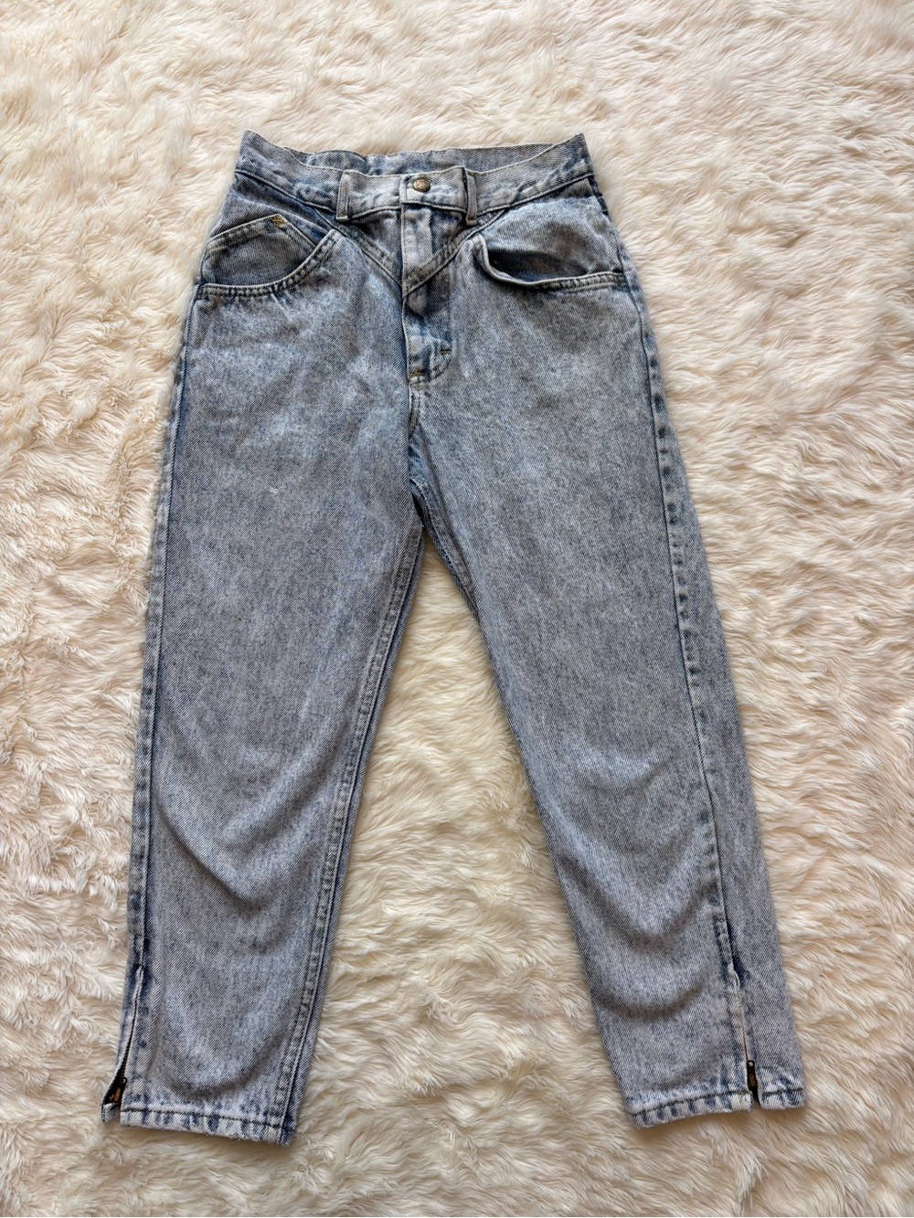 Vintage Lee High Waist Light Acid Wash Zipper Ankle Hem  Juniors Jeans Size 11
